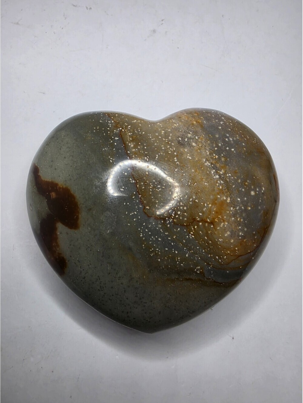 Natural Polychrome Jasper Carved Puffy Heart Stone 247g 3"w